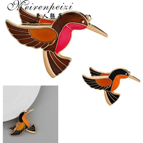 Animal Bird Enamel Pins Brooch Hand Painted Orange & Red Birdie Vintage Pin Birdie Clothes Badge Gift Jewelry