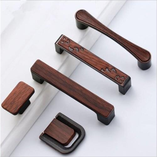1pcs Classical wardrobe zinc alloy wood grain handle Antique cabinet door handle furniture drawer kitchen bookcase Handles