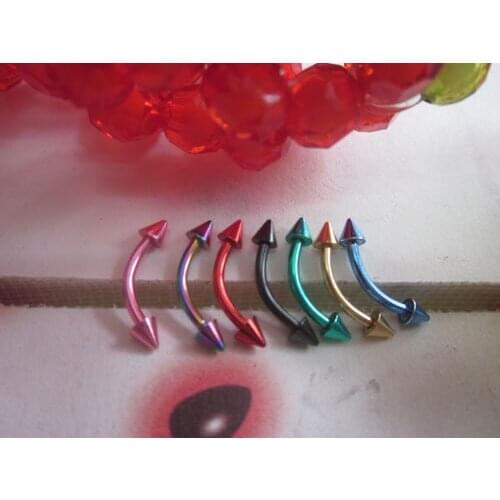 100pcs stainless steel anodized colors eyebrow ring with spike body piercing jewelry lip rings