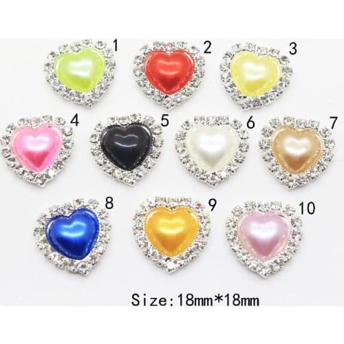 18*18MM Romantic heart Rhinestone Pearl button 2017 Very beautiful decorate wedding invitations hair flower center scrapbooking