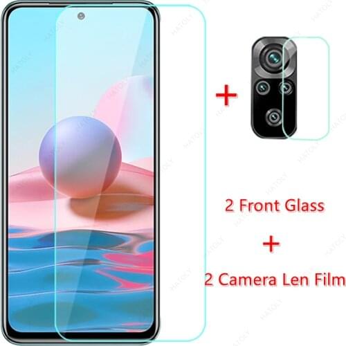 2Pcs For Xiaomi Redmi Note 10 Glass for Xiaomi Redmi Note 10 Pro 10s 9s 9T 9 8 Tempered Glass Screen Protector Camera Lens Film
