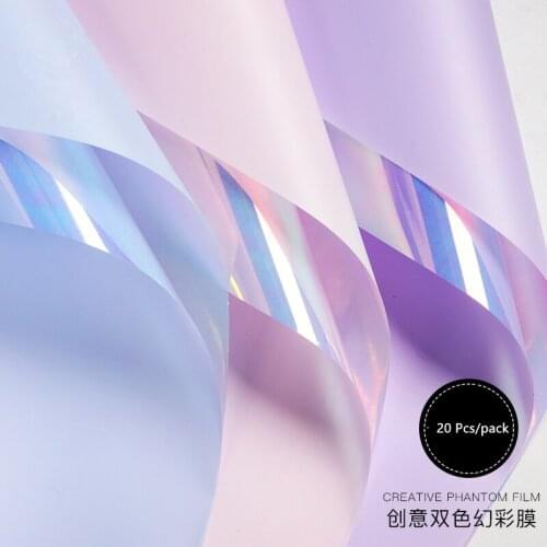 20pcs Double-sided Shinny Flower Wrapping Opp Film Rose Bouquet Packaging Material