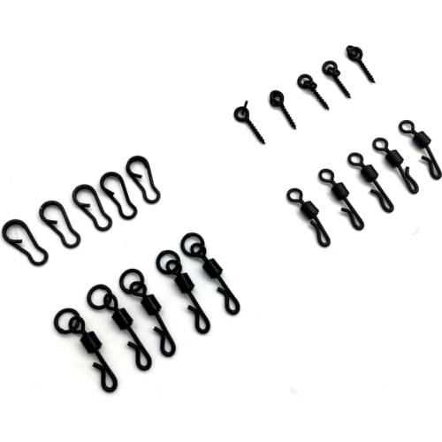20Pcs* Q-shaped Fishing Rolling Quick Swing Change Swivel Snap ConnectorTerminal Tackle Solid Ring Carp Fishing Screw Multi Clip