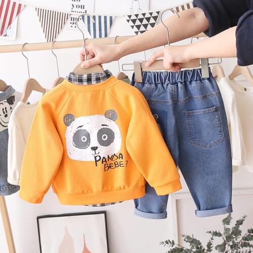 2021 Toddler Infant Clothes Suits Baby Boys Girls Clothing Top Coat Shirt Pants Jeans Children Kids Casual Coatume Tracksuit Set