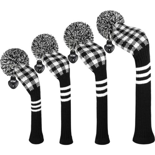 2021 New Style Golf Knitted Head Covers Set 4PCS/Packed for Driver Fairway Hybrid,1 3 5 Golf Wood with Red/Blue/White/Yellow