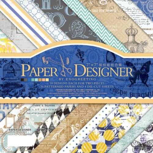 7'' Single-side Printed Pattern Background Craft Paper Origami Scrapbooking Paper Set of 40 Sheets Card Making Damask Scrapbook