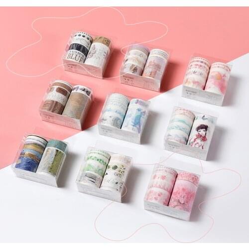 7pcs/pack Multi-color Washi Tape Scrapbooking Decorative Adhesive Tapes Paper Japanese Stationery Sticker DIY Hand account