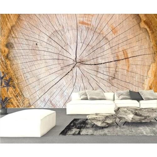 Customized large-scale 3D mural wallpaper Chinese creative minimalist round broken texture wood grain line TV background wall