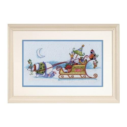 Free Delivery Top Quality Lovely Counted Cross Stitch Kit Snow Bear and Sleigh dim 08864 8864