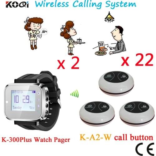 Wireless Calling Buzzer System Factory Price Of Restaurant Pagers CE Passed Strong Signal By DHL/EMS Shipping(2 watch+22 button)