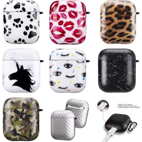 Lips Unicorn Carbon Fiber Earphone Case For AirPods Pro 2 1 Case Cute Soft TPU Bluetooth Wireless Headset Charging Bag Box Cover