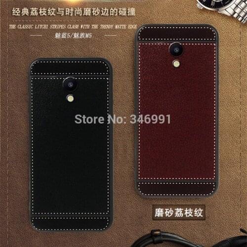 M5 Cover for Meizu M5 Meilan 5 Case leather 5.2 inch Soft Black silicone Classic litchi strip Funda for Meizu M5 Phone Cases