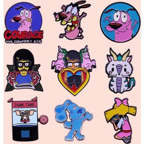 ZF1555 Dog Cartoon Animation Series Jewelry Enamel Pins And Brooches Creative Metal Denim Hat Badge Gifts For Friends Kids