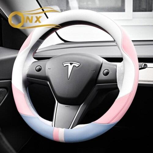 Car Steering Wheel Cover for Tesla Model 3/X/S/Y Anti-Slip Skidproof Flannel All Season Use