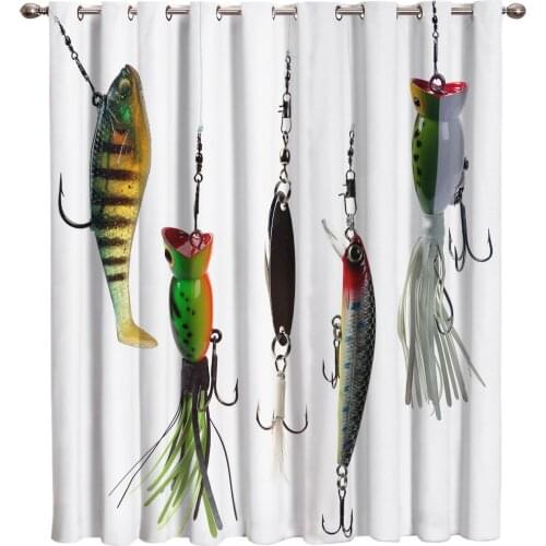 Go Fishing Room Curtains Large Window Curtain Rod Curtains Bedroom Kitchen Outdoor Drapes Window Valances Window Curtains Sheer