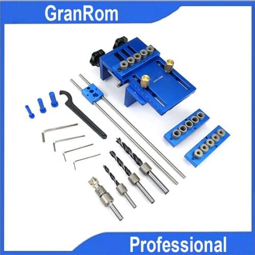 Round Dowel Punch Tool Kit 3-in-1 Aluminum Alloy Locator Woodworking Hole Opener DIY Woodworking Tool for Furniture Punching