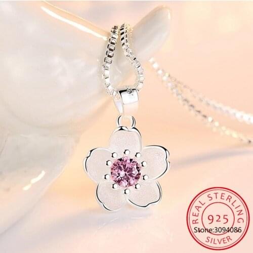 LEKANI 925 sterling silver new woman Brand Fashion Fresh Rose Handmade Cherry Necklace Pendant Cute Peach Pendant Luxury Jewelry