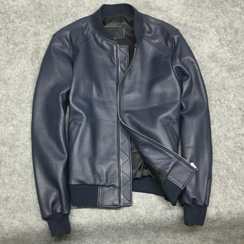 Men/women High quality sheepskin bomber Chic genuine leather jackets coat S-3XL size G110