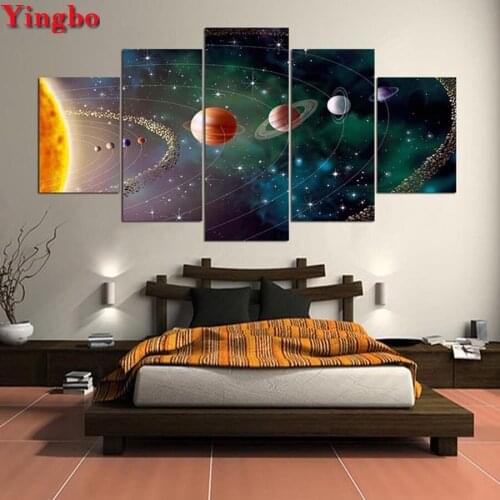 DIY Diamond Painting Cross Stitch Kits 5pcs Space Planet universe 5D Full Square/Round Diamond Embroidery pattern Mosaic Decor