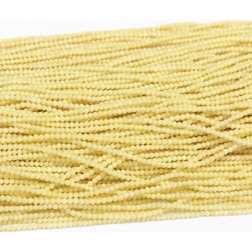 Natural stone chalcedony jades 2mm 3mm fashion yellow round loose beads diy Jewelry making 15inch B414