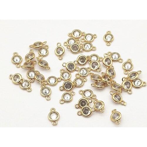 New Arrival! 9x5mm 100pcs Cubic Zirconia Round Connectors for Handmade Necklace Earring DIY Parts,Jewelry Findings & Components