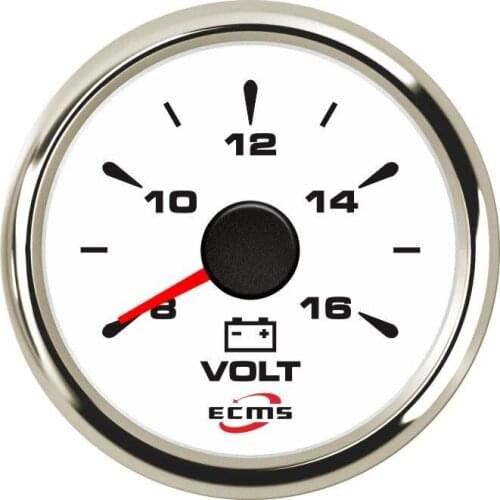 New Design Marine Boat Yacht Automotive Voltmeter Gauge 8-16V 52mm 2 Inch 9-32V 316L Chrome Bezel White Dial 802-00041