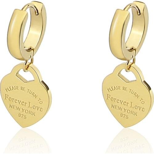 New Style Stainless Steel Fashion Jewelry Heart-Shaped Pendant Earrings Love Earrings For Womens Party Wedding Gifts Wholesale