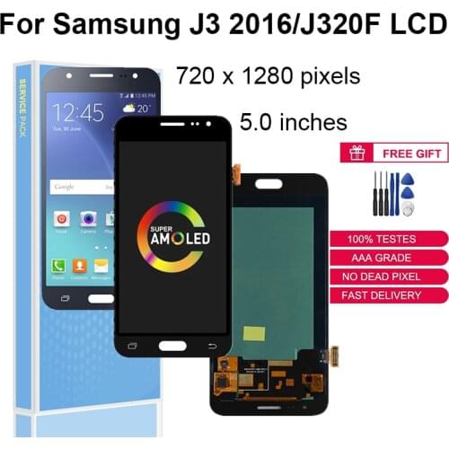 Original LCDs Super AMOLED For Samsung Galaxy J3 2016 J320 J320F J320M LCD Touch Screen Display Digitizer Replacement Parts