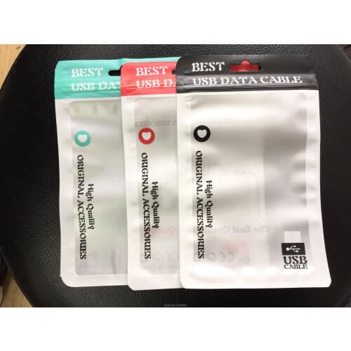 100pcs 11*18CM Plastic Zipper Clear Retail Packaging bags for iphone X 8PIN 2M USB cable Accessorys best PE Big size Package bag
