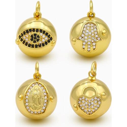 OCESRIO DIY Gold Fatima Hand Pendant Evil Eye Ball Necklace Pendant Supplies For Handmade Jewelry Making Accessories pdta160