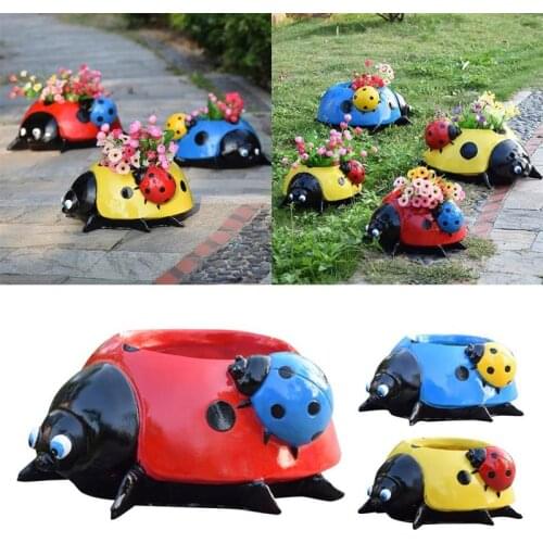 Garden Ladybug Flowerpot Amusement Park Kindergarten Lawn Ornament Fake Bonsai Flower Bouquet Ladybug Flower Pot Decoration