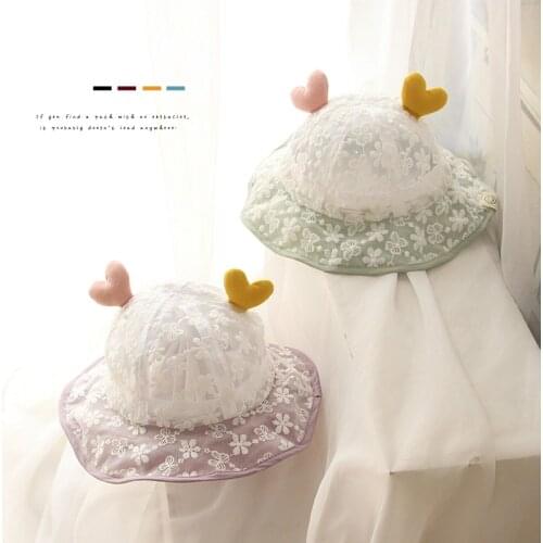 FOCUSNORM 4 Colors Baby Girls Boys Hats Outfits 1-4Y Summer Lovely Lace Flowers Printed Sun Hats