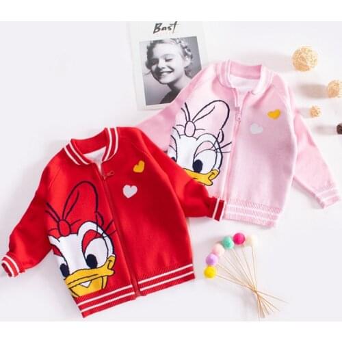 Girls' Sweater Cardigan 2020 Spring and Autumn New Cute Cartoon Girls Treasure Baseball Jacket Childrens Knitting Cardigan