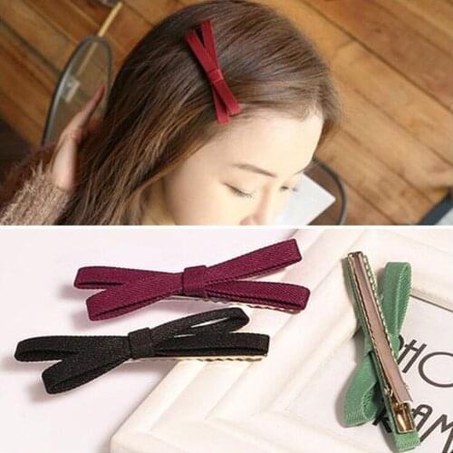 Bow Hair Accessories Sweet Bowknot Hairpins Hair Clip For Women Solid Barrettes Cloth Rosette Hairgrip Female Ornament
