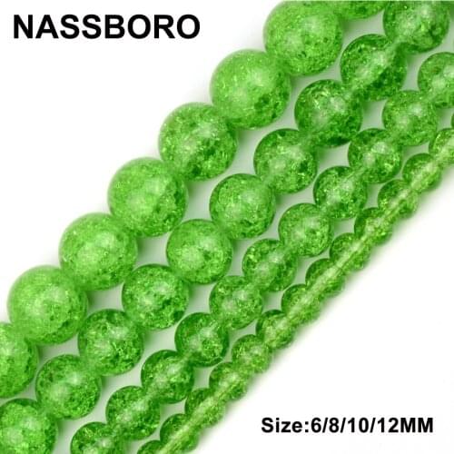 Green Crystal Glass Beads Natural Stone Beads Popcorn Round Loose Beads Ball Jewelry Bracelet DIY 6/8/10/12MM Wholesale NASSBORO