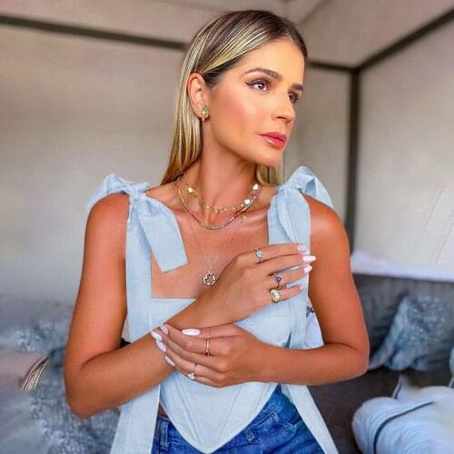 Womens Blouse Waistband Shoulder Strap Fish Bone Camisole Solid Color Bandage Suspenders for Female blusas mujer de moda 2021