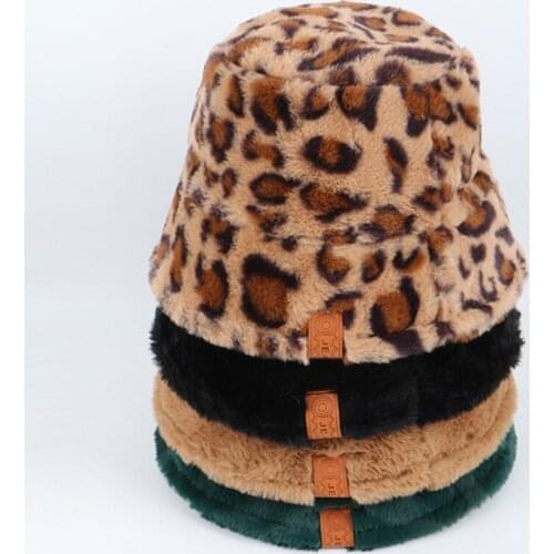 Women Hat Solid Artificial Fur Warm Female Cap Faux Fur Winter Bucket Hat For Women Outdoor Sunscreen Sun Hat Panama Lady Cap