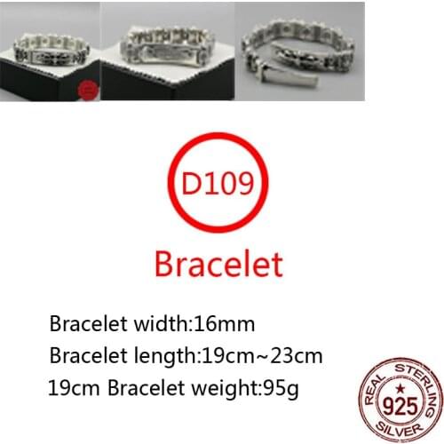 D109 S925 sterling silver bracelet personality holy sword cross flower bamboo street dance jewelry replica goth punk style