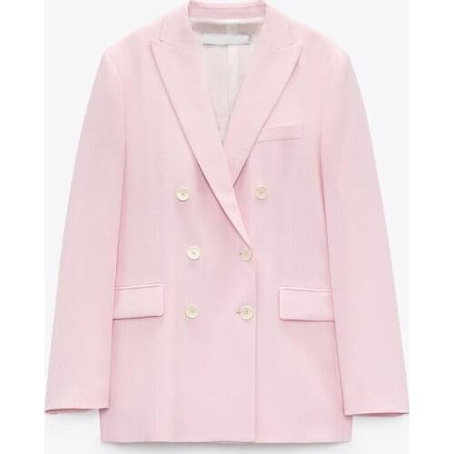 New Spring Autumn Women Fashion Pink Office Blazer Coat Chic Pockets Jacket Outerwear Female Casual Solid Suit