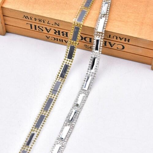 1cm width AAA 5*15mm Nails Rhinestone Chain Strass Applique DIY Crystal Trim Stones For Clothes Decoration Sew On Garment Bags