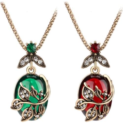 3Pcs/Set Vintage Women Floral Oval Rhinestone Charm Earrings Necklace Ring Gift