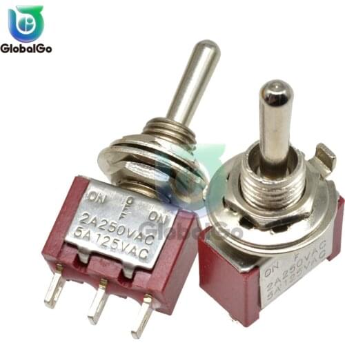 3Pin MTS-123 Self-resetting Toggle Switch 13*7MM 125V/5A 250V/2A 3P DIP-3 DIP3 On off On Rocker Power Toggle Switches