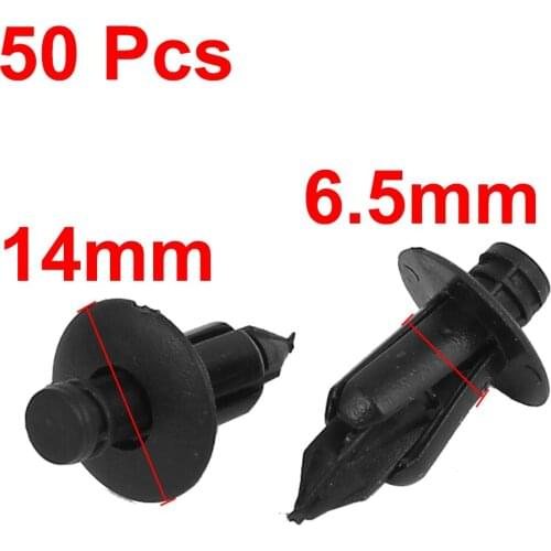 X Autohaux 50 Pcs Black Plastic Rivet Trim Fastener Moulding Clips 6.5Mm X 14Mm X 17Mm