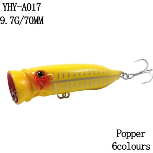 6pcs/set 70mm 9.7g Fishing Lures Top Water Popper Plastic Swimbait
