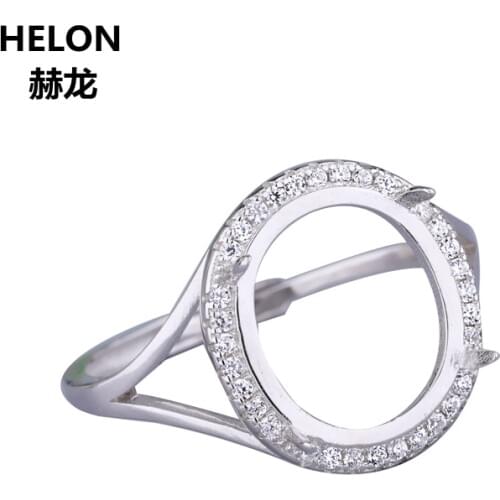 925 Sterling Silver Women Engagement Wedding Ring CZ Cubic Zirconia 12x13mm Oval Cabochon Semi Mount Ring Setting