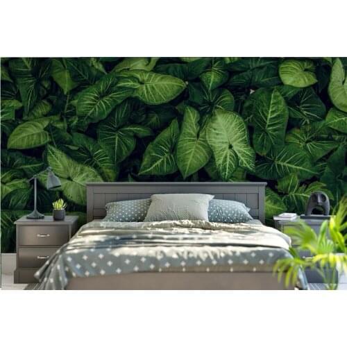 Bacal Custom wallpaper 3D large mural wall stickers fresh green tropical rain forest leaves full house TV backdrop wall papel 3D