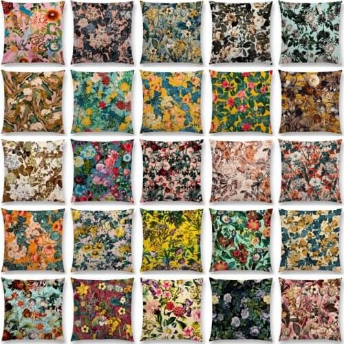 Double print Summer Natural Flowers Leaf Botanical Tropical Jungle linen Cushion Cover Car Home Decor Sofa Throw Pillow Case