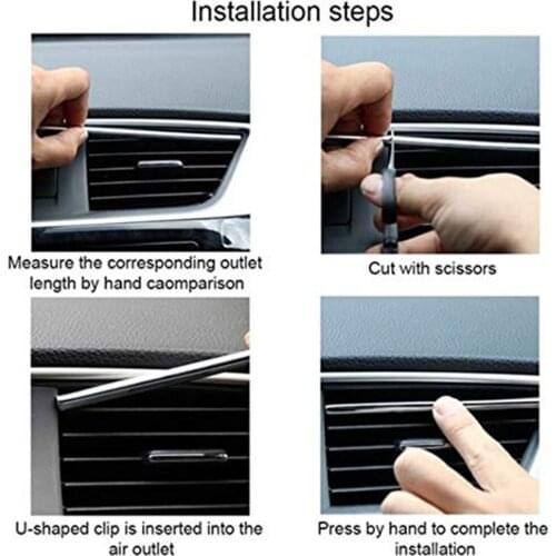 DIY 10 Pieces Car styling Chrome Moulding Car Air Vent Trim Strip Air Conditioner Outlet Grille Decoration U Shape sticker
