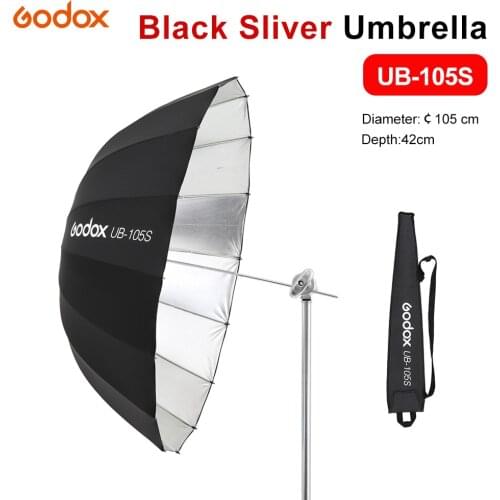Godox UB-105S 41 inch 165cm Parabolic Black Reflective Umbrella Studio Light Umbrella with Black Silver Diffuser Cover Cloth