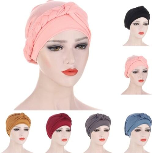 India Muslim Women Hijab Hat Cancer Chemo Cap Braid Turban Headscarf Islamic Head Wrap Lady Beanie Bonnet Hair Loss Cover Cap